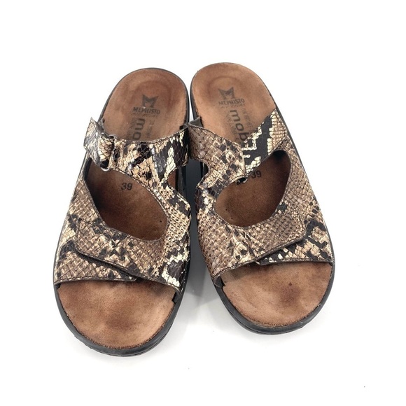 Mephisto Python Snake Print Double Strap Slip On Sandal Slide - Picture 4 of 7